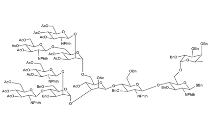 946164-30-3 , Benzyl 4-O-{4-O-[[2,4-di-O-acetyl-3-O-[2,4-di-O-(3,4,6-tri-O-acetyl-2-deoxy-2-phthalimido-b-D-glucopyranosyl)-3,6-di-O-benzyl-a-D-mannopyranosyl]-6-O-[3,4-di-O-acetyl-2,6-di-O-(3,4,6-tri