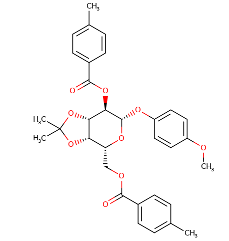 1496536-69-6 , 4-甲氧苯基-3,4-O-异亚丙基-2,6-双-O-(4-甲基苯甲酰)-β-D-吡喃半乳糖苷 ,  4-Methoxyphenyl 3,4-O-isopropylidene-2,6-bis-O-(4-methylbenzoyl)-β-D-galactopyranoside ,  CAS:1496536-69-6
