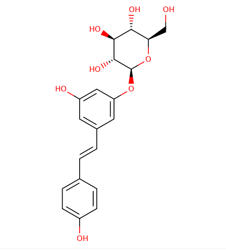 65914-17-2, trans-Resveratrol 3-O-b-D-glucuronide, trans-piceid, CAS:65914-17-2