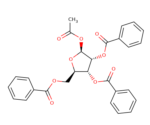 6974-32-9, 1-O-Acetyl-2,3,5-tri-O-benzoyl-b-D-ribofuranose, CAS:6974-32-9